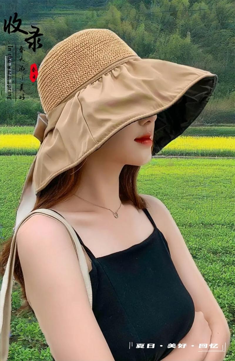 夏日必备 黑胶蝴蝶结遮阳帽，时尚与防晒兼得